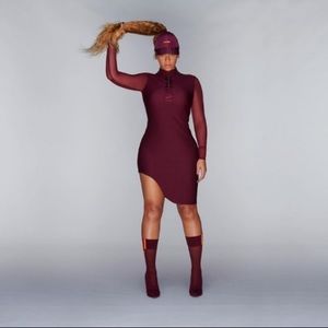 IVY PARK Asymmetrical Burgundy Dress